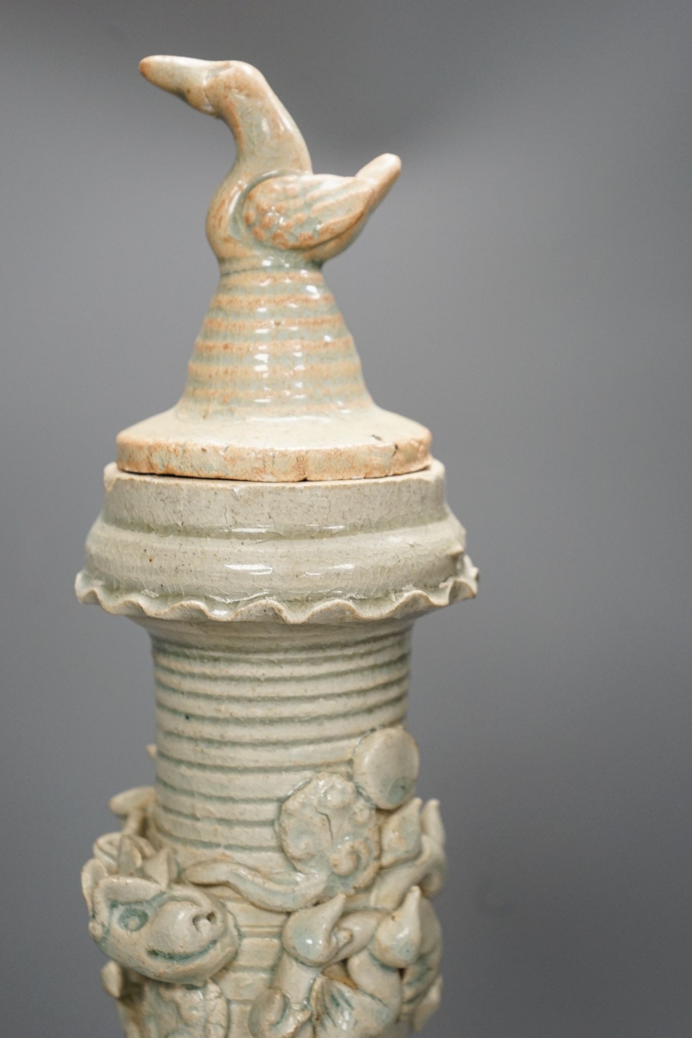 A Chinese Qingbai funerary jar and cover, Song Dynasty, 56cm